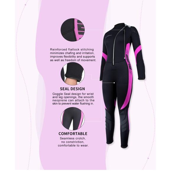 Seaskin Wetsuits for Men Women 3mm Front Zip Full Wetsuit Brand New Size Small - Picture 5 of 6